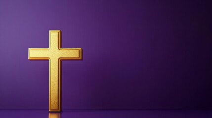 Naklejka premium Radiant Golden Cross Set Against a Smooth Purple Background – Symbol of Faith & Royalty