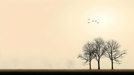 Fototapeta premium Peaceful Silhouette Trees at Dawn
