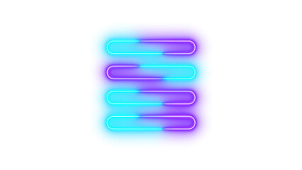 Neon align justify symbol icon glowing with transparent background