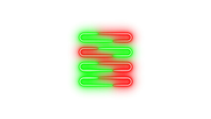 Neon align justify symbol icon glowing with transparent background