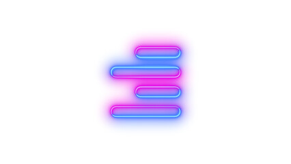 Neon align right symbol icon glowing with transparent background