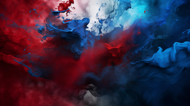 Dynamic red and blue Ink explosion abstract background