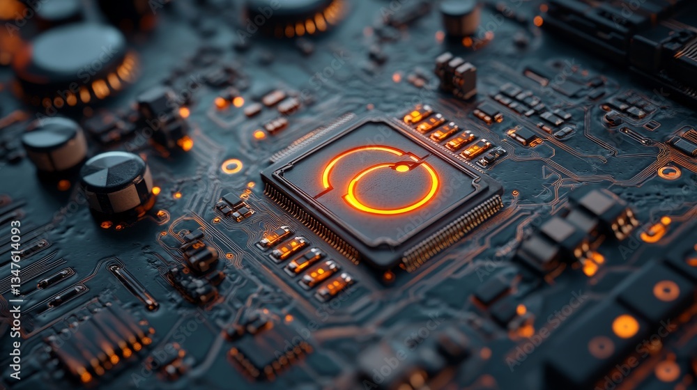 Poster in a 3d rendered scene, an entertainment technology concept is showcased with a movie symbol embedde