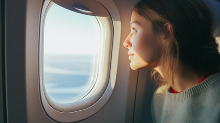 Window seat meditation: woman listening to music on a train