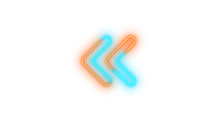  Neon angles left symbol icon brown cyan color glowing with transparent background