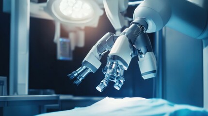 Advanced robotic surgery system performing complex operation in modern hospital