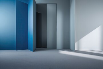 Azure Gradient Wallpaper with Graphite and Light Gray Studio Atmosphere for Contemporary Interior Design