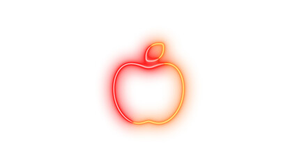Neon apple whole symbol icon brown red color glowing with transparent background