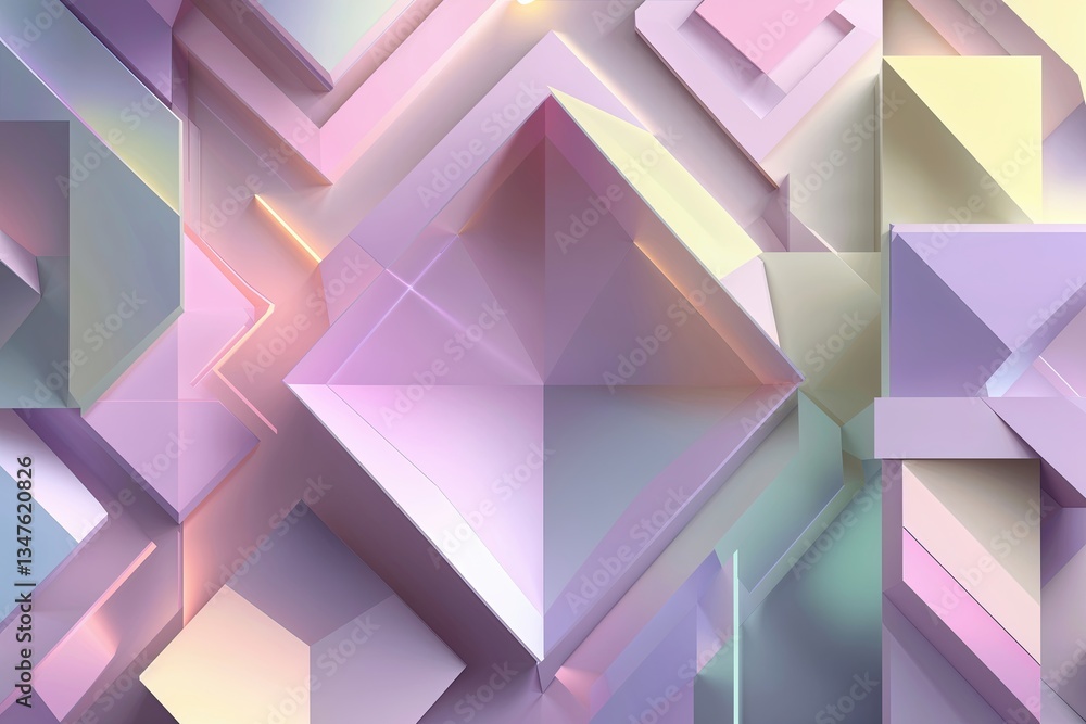 Poster soft pastel gradient background with detailed geometric patterns and lighting effects for social med