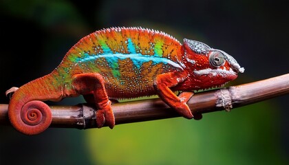 Fototapeta premium chameleon spiral tail panther chameleon furcifer pardalis ambilobe