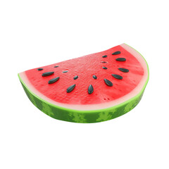 Realistic 3D watermelon wedge on a bright minimalist backdrop ideal for refreshing concepts poolside promotions and seasonal graphics