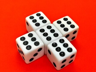 Dices with number 6 and red background