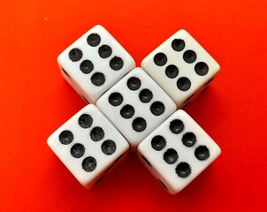 Dices with number 6 and red background