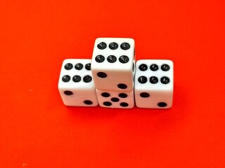 Dices with number 6 and red background