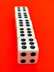 Dices with number 6 and red background