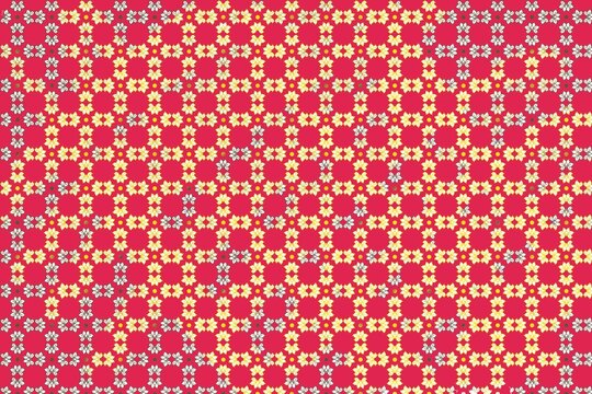 Colorful floral pattern with geometric symmetry and vibrant hues