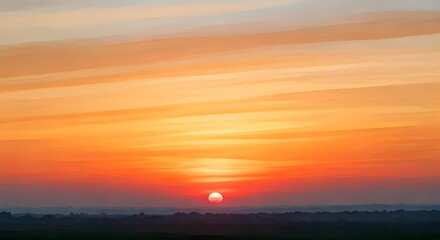 Obraz premium A simple watercolor sunset with soft blended washes of warm hues, AI Generated