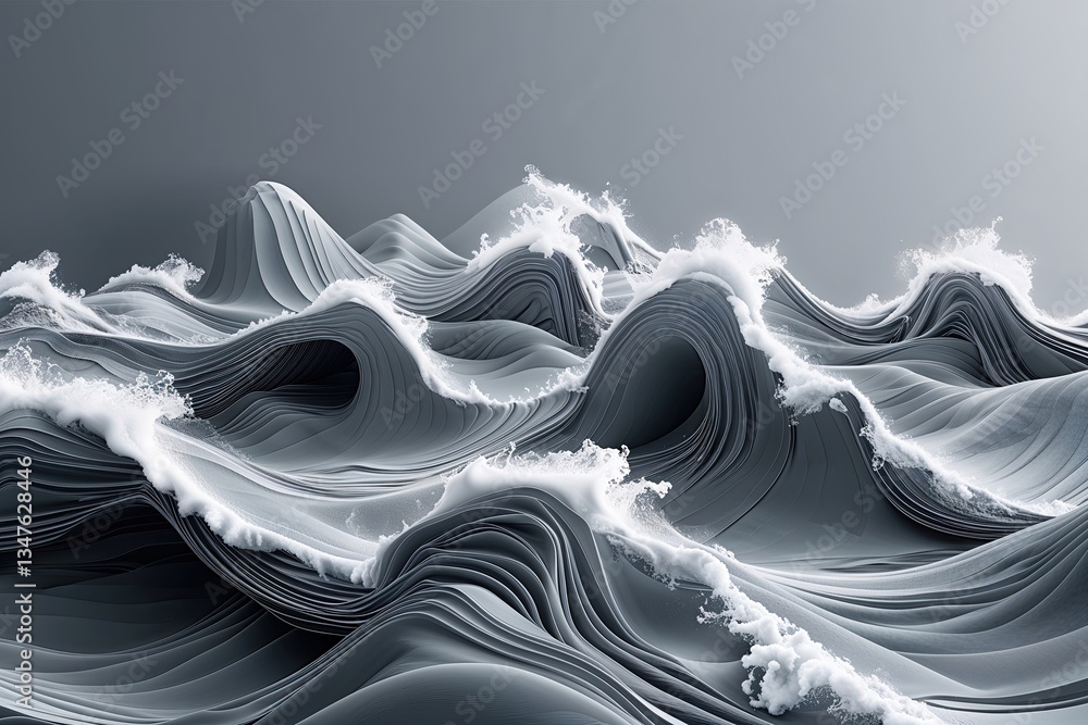Poster dynamic abstract grey background poster featuring technology network waves