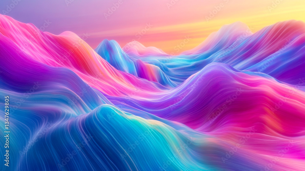 Poster vibrant abstract swirl of colors creates a mesmerizing tunnel effect in a digital art composition