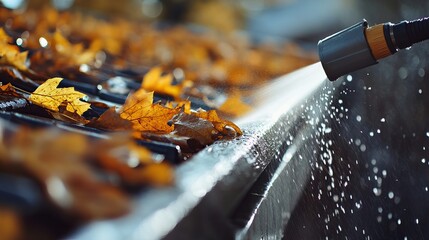 Cleaning Gutters with a Pressure Washer Near the Roof – Effective Home Maintenance for Preventing Clogs and Water Damage