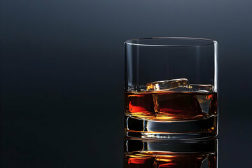 Whiskey rocks glass on dark background