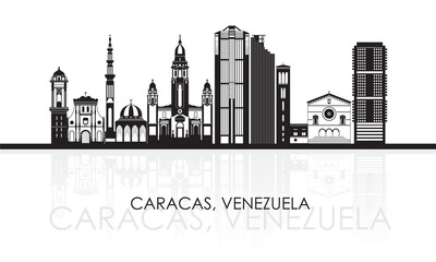 Fototapeta premium Silhouette Skyline panorama of city of Caracas, Venezuela - vector illustration