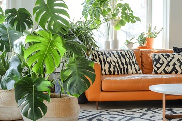 Monstera leaf’s chic appeal and aesthetic vibe form a picture weaving nature’s beauty into room settings.  
