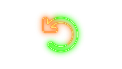 Neon arrow-rotate-left symbol icon brown green color glowing with transparent background