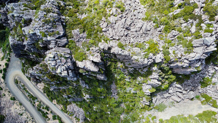 The serpentines of the Jacobs Ladder in Tasmania, seen from above