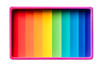 Rainbow striped in pink frame, colorful design, cut out transparent