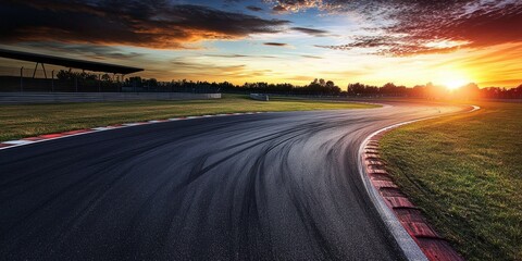 Visible tire tracks tell the story of racing excitement on an abandoned circuit.