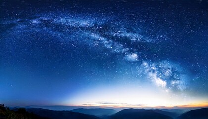 Fototapeta premium panorama blue night sky dark blue sky starry nigth