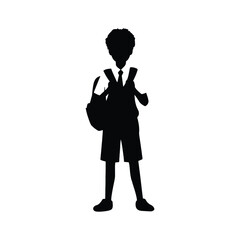 Silhouette of a Schoolboy with Backpack - Animated School Figure Illustration