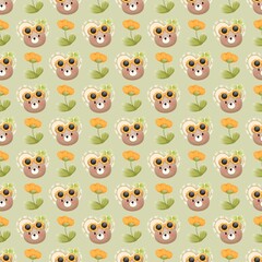 Obraz premium Teddy Bear summer Seamless Pattern