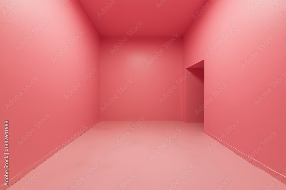 Poster the floor background features a blank pink display with minimal styling, acting as a product showcas