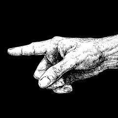 Intricate hand-engraved illustration of a pointing hand, exuding vintage elegance and artistic craftsmanship