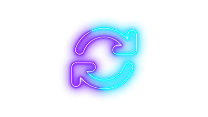  Neon arrows rotate symbol icon cyan purple color glowing with transparent background