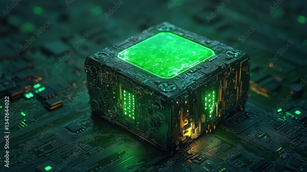 Poster vibrant colored network technology is symbolized by a 3d render of a green neon light share icon on 