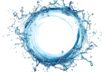 circular blue water splash with dynamic motion isolated png transparent background