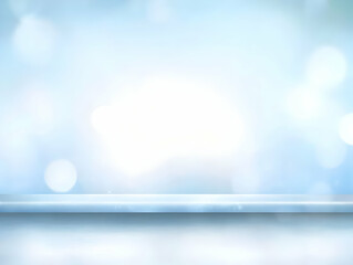 Fototapeta premium Blue bokeh background, empty surface, product display