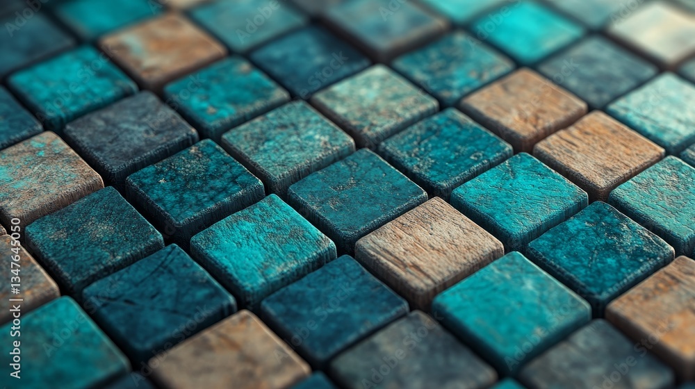 Poster grey-hued and three-dimensionally rendered, this modern tech background showcases transparent blocks
