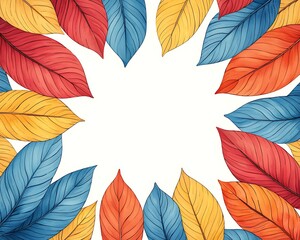 Colorful Leaf Frame with White Background.