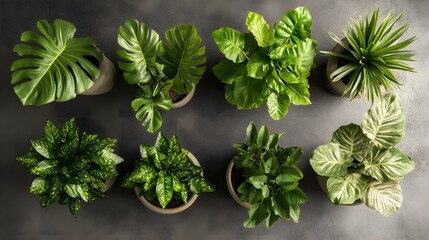 Obraz premium Set of potted plants with large leaves