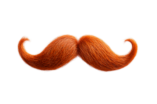 Red mustache prop, fake facial hair, cut out transparent