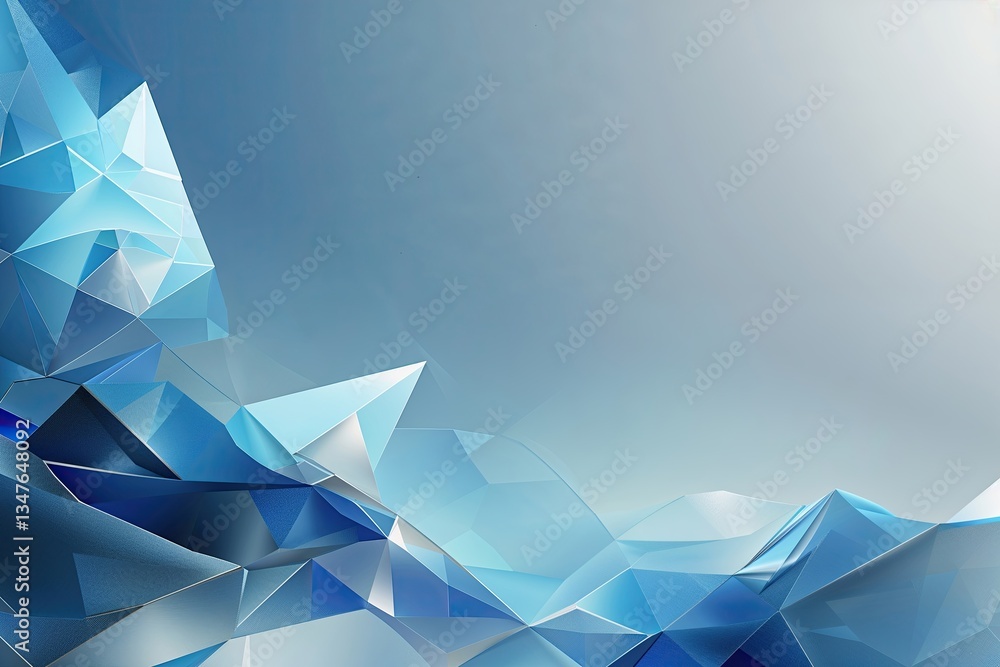 Poster ethereal azure and silver minimalist design featuring geometric patterns and soft gradient backgroun