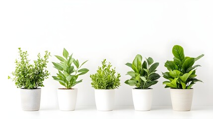Fototapeta premium Set of potted plants with large leaves