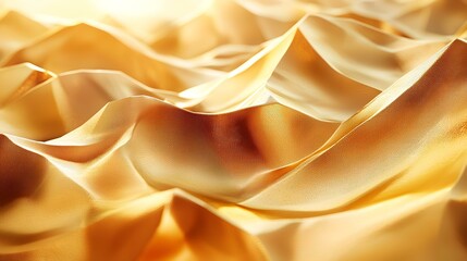 Obraz premium Golden fabric texture, soft waves, sunlight background, luxury design, website banner