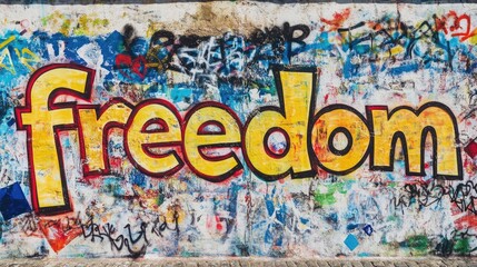 Fototapeta premium Freedom Graffiti Wall Art: A vibrant expression of liberty and self-expression