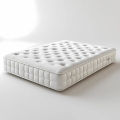 White bed mattress on a white background. Sleeping mattress