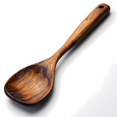 Wooden kitchen spatula on a white background